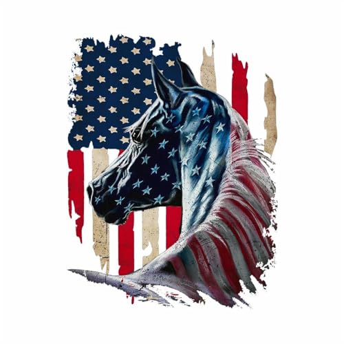 Image of Patriotic Horse US Flag Vinyl Decal 11.6 inchx8.9 inch for Car Truck SUV | Premium PVC Vinyl US Flag Horse Decal: Waterproof, Sunproof, Easy Apply, No residue, for Cars, Trucks, SUVs & Smooth Surfaces