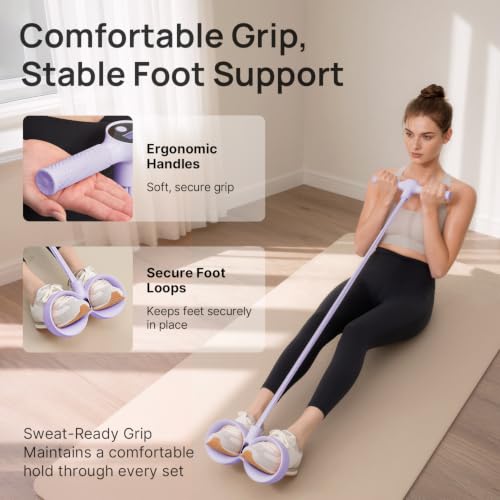 Image of YOTTOY Pedal Resistance Bands with Handles, Natural Rubber Exercise Bands | 35LB Foot Pedal Resistance Bands for Working Out, Fitness Equipment for Abdomen, Waist, Arm, Leg, Pilates