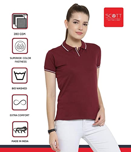 Image of Scott International Women's Regular Fit 100% Pure Organic Cotton Polo T-Shirt | Womens Polo Collar Neck T-Shirt | Cotton Plain Polo Neck Half Sleeve T-Shirt | Tshirts for Women