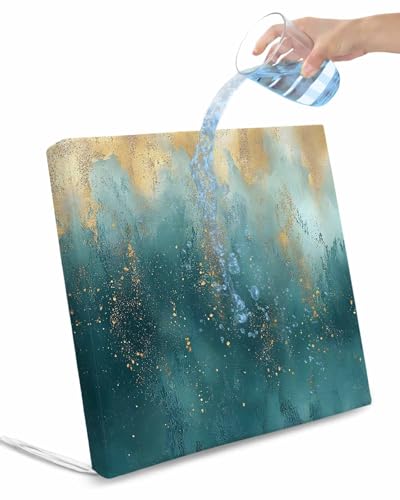 2 Pack Abstract Turquoise Gold Waterproof Cushion Covers with Ties, Outdoor Patio Chaise Lounge Chair Seat Cushion Slip Covers Replacement(Only Cover) Modern Minimalist Art 20