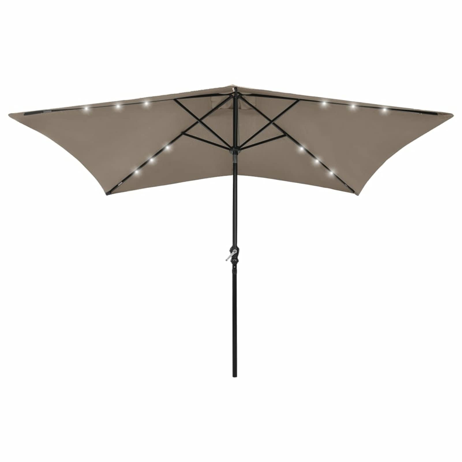 Parasol rectangulaire CLSDRZC de couleur taupe doté d'un mât robuste à LED - 8