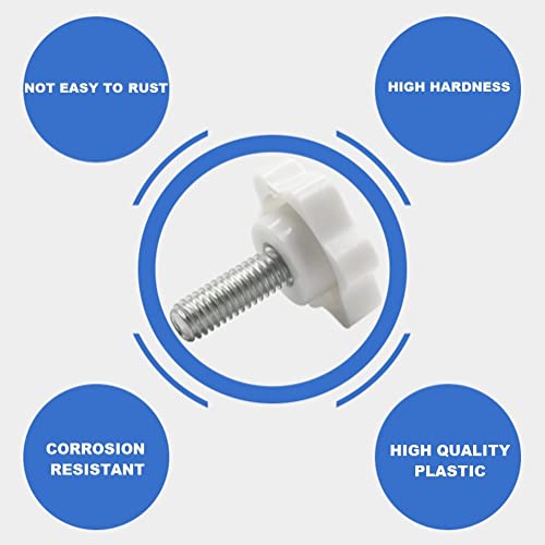 CONPHERON Star Handle Thumb Screws M5x30mm Threaded Knurled Thumbscrew Grip Knobs Clamping Screw White (10 Pack) - Image 3