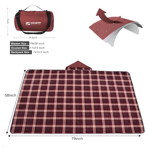 Dukuseek XA0189-WINE RED-RED-PLAID Stadium Blanket For Outdoor Sports thumb #3