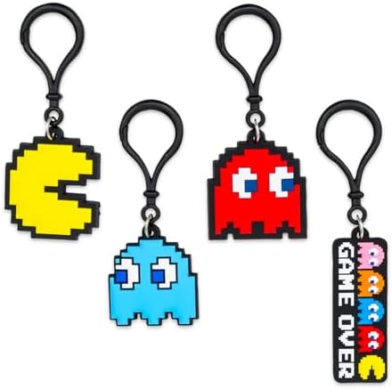 Pac-Man Keychain Set - 4 Pc Keychain Bundle Featuring Ghosts, Game Over Logo, More for Kids, Men, Women Plus Stickers | Pac-Man Party Favors Pack image 5