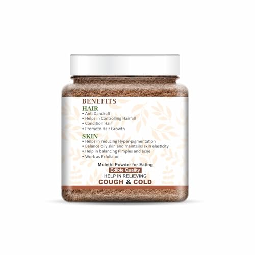 Image of NatureVit Mulethi Powder, 250g | Edible Licorice Powder for Skin Brightening, Hair Care & Digestion | Natural & Preservative-Free | Yashtimadhu