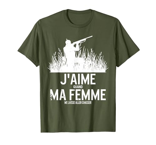 Tee-Shirt Chasse Chasseur Marié Cadeau Femme Laisse Chasser T-Shirt, Homme, Olive, XL
