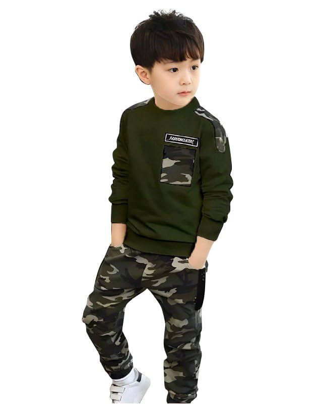 VJK FASHION HUB Boys Casual Army T-Shirt and Trackpant Combo - Soft Cotton Fabric | Comfortable and Stretchy Activewear, Ideal for Casual wear | Material : Cotton Blend-picture-22