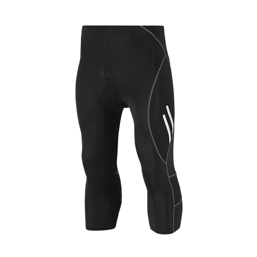 Cyclisme Pantalons 3/4 Homme Pantalon de Cyclisme Cuissard de Vél avec 3D Gel Rembourré Séchage Rapid Pantalon Collant Cycliste Respiant Pantalon de Vélo Pantalons de Survêtement de Compression