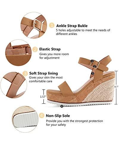 Image of Coutgo Women's Espadrille Wedge Platform Sandals Open Toe Ankle Buckle Strap Casual Summer Shoes