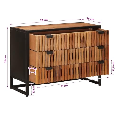 Diseño rectangular de almacenamiento elegante vidaXL cajonera moderna 54cm alto 4
