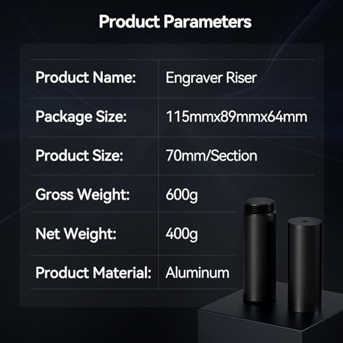 Höhenerhöhungssäule für JL7-Graviergerät, 8 Stück x 2,75 Zoll Höhenstützsäule/Höhenverlängerungssatz, geeignet für Drehrollenfutter zum Schneiden und Gravieren von Materialien mit höherem Wert