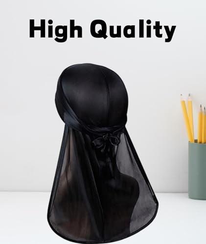 Image of Durag,Stylish Pirate Bandana,Black Pirate Scarf,Pirate Head Scarf for Women,Comfortable Pirate Accessories, 100 * 24 cm