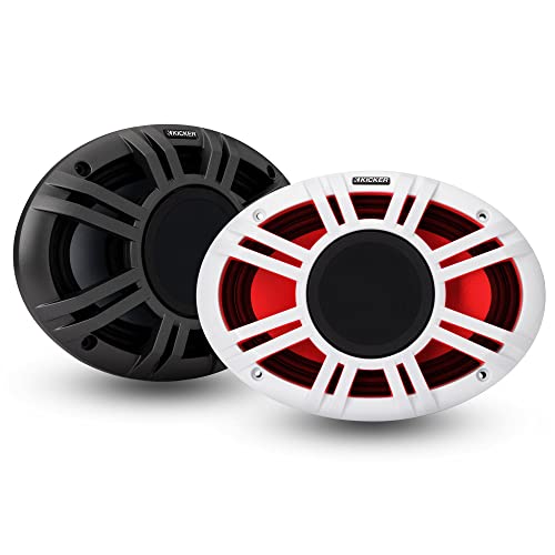 Kicker Marine 4 Ch Amp & (4 Pair) 6x9 LED KMXL Coaxial Speaker Audio Upgrade (48KXMA500.4, 48KMXL69)