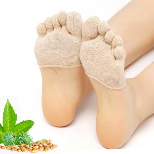 Castor Oil Pack Wrap for Feet Toes, Reusable Castor Oil Wrap Organic Cotton for Women, Castor Oil Hidden Toe Covers Socks, Moisturizing Feet(Oil Not Include)