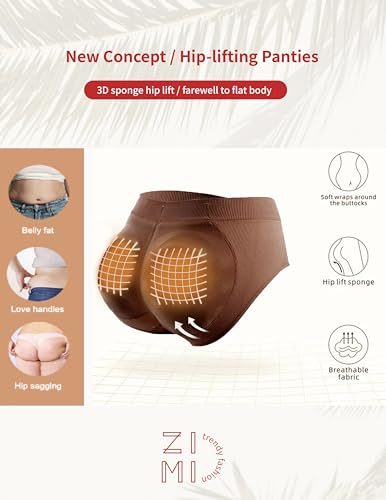 Image of Zimi Collection Butt Lifter Panties Underwear for Women with Removable Pads Seamless Booty Pads Hip Enhancer Panty