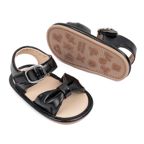 Image of HsdsBebe Baby Girls Sandals Bohemia Flower Bow Soft Sole Toddler First Walkers Beach Summer Shoes