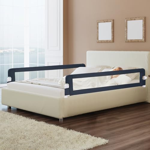 Image of BABY JOY Double Sided Bed Rail Guard, 2 Pack, Extra Long, Swing Down for Convertible Crib, Folding Baby Safety Bedrail for Kids Twin Full Size Queen King Mattress, Rails for Toddlers (Dark Gray, 71 inch)