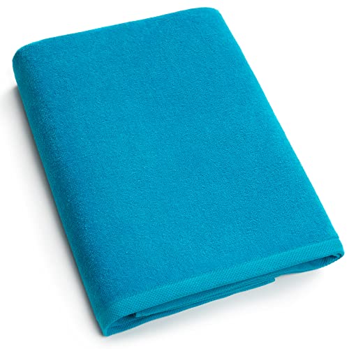 Beachland - Serviette de plage unie 76,2 x 152,4 cm style piscine et station balnéaire - 100 % coton - extra douce et absorbante (1 serviette, turquoise)