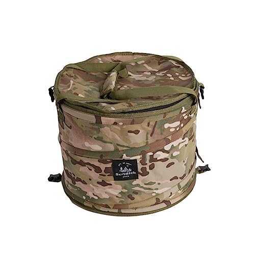 Collapsible Camping Trash Can Trash Bag Recycling Bin Garbage Can with Lid Laundry Storage Basket Recycle Bin for Fishing Yard Garden Picnic, Green Camo
