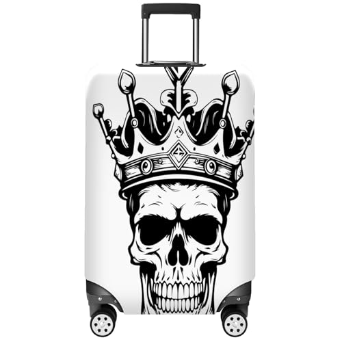 Travel Luggage Cover Suitcase Protector Scratch-Resistant Fit Not Included Suitcase Human Skull King In Crown Sketch Hand Drawn XL-30-32in