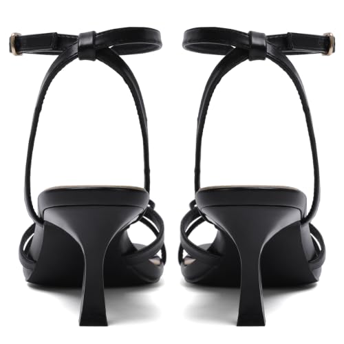 Image of Mostrin Womens Sandals Strappy Heels for Women Ankle Strap Lace Up Heels Square Open Toe Heels Tie Up Stiletto High Heeled Sandals for Prom, Party, Daily Wear