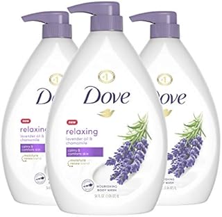 Dove Relaxing Body Wash Pump Calms & Comforts Skin Lavender Oil and Chamomile Effectively Washes Away Bacteria While Nourishing Your Skin, 34 oz, 3 Count, purple white, 34 Fl Oz (Pack of 3)