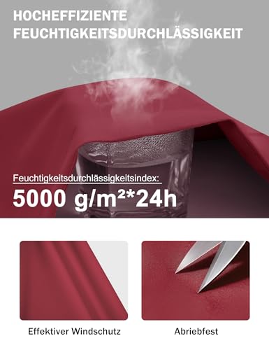 PONCEAU Damen Wasserdicht Regenjacke Lang Windbreaker Übergangsjacke Leichte Atmungsaktiv Outdoorjacke Raincoat Regenponcho Regenparka Trenchcoa Regenmantel mit Kapuze