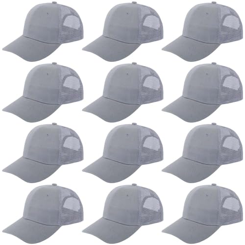 Image of ZH 12 Pack Mesh Trucker Hats, Bulk Baseball Caps for Men and Women, Trucker Cap Wholesale