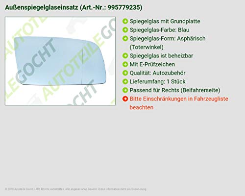 Vetro specchio retrovisore destro Asph. Blu heizb