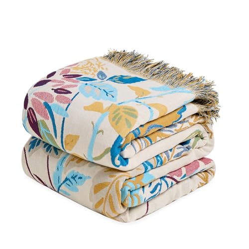Image of LUTBM Boho Throw Blanket for Couch 50 inchx60 inch, Cotton Decorative Bed Throw