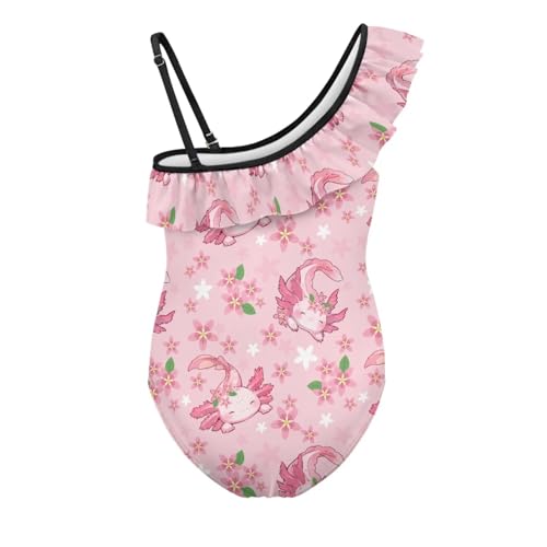 Image of Ladybug Swimsuits for Girls 5-14 One Piece Bathing Suit Kids One Ruffle Shoulder Beach Sport Swimwear