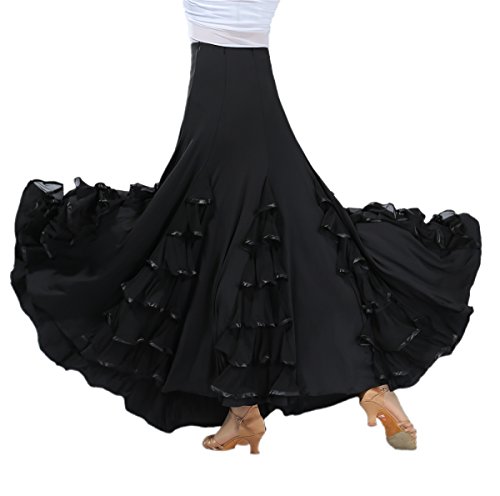CISMARK® Elegant Milk Silk Ballroom Waltz Dancing Long Swing Skirt One Size2