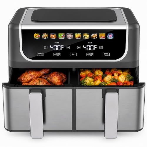 KMFurnila 9.5 QT Dual Basket Air Fryer