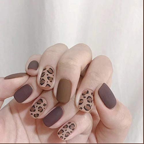 Graeen Square Fake Nails Matte Leopard False Nail Press On Nail for Women and Girls(Pack of 24)