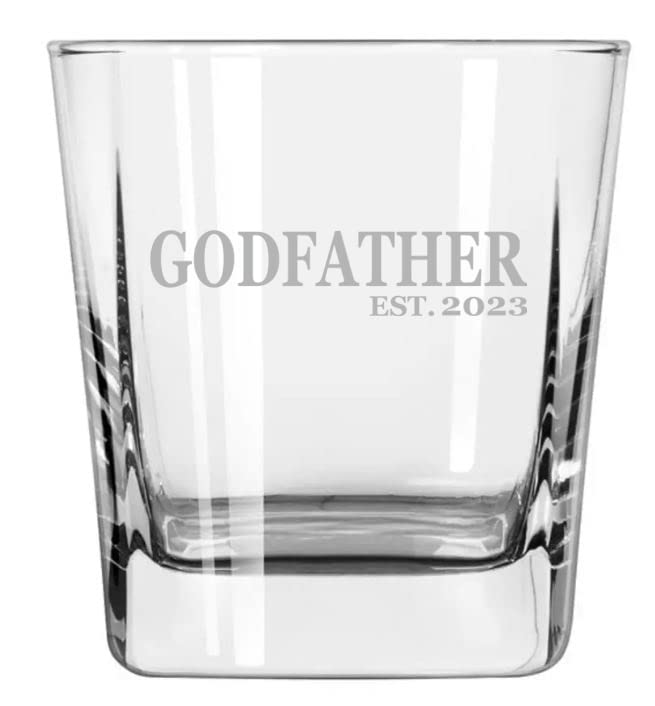 12 oz Square Base Rocks Whiskey Double Old Fashioned Glass Godfather Est 2025