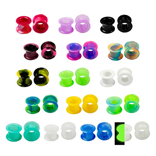 Wbrwp 32Pcs Hollow Double Flared Hard Silicone Ear Tunnels And Plugs Ear Gauges Expander Stretcher Body Piercing Jewelry 00G(10Mm) #TOP3