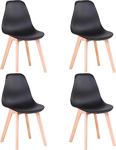 I LOVE FACE Sillas de Comedor - Sillas Comedor Pack 4, Sillas Nordicas Comedor, Sillas de Comedor Ergonómicas, Aptas para Cocina, Comedor, Sala de Estar- Negro,LQ-YMS