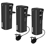 Sistema de micrófono inalámbrico dual de 2,4 GHz con 2 micrófonos, 2 transmisores y 1 receptor, compatible con cámaras DSLR y teléfonos inteligentes
