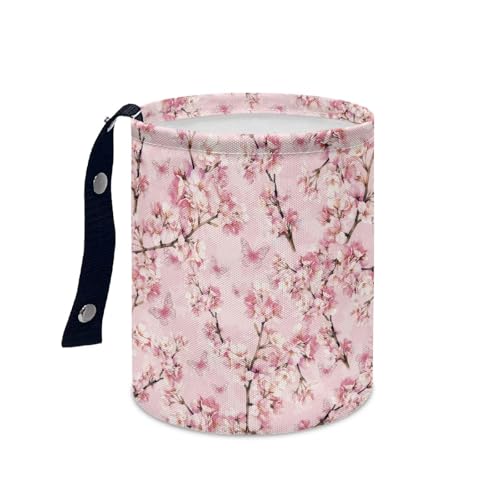 Image of Cherry Blossom Pink Car Trash Can, 3L, 1 Count - Multi-Purpose, Waterproof, Leak-Resistant, Easy to Clean, Car Interior Decoration