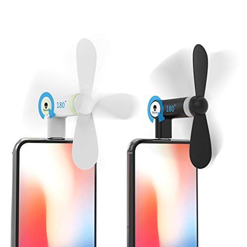 Stouchi Fan for iPhone, iPhone Fan iPhone Mini Fan Portable Dock Cool Cooler 180 °Rotating Fan Compatible for iPhone X/iPhone 8/7 / 6 Plus iPad Mini Black and White