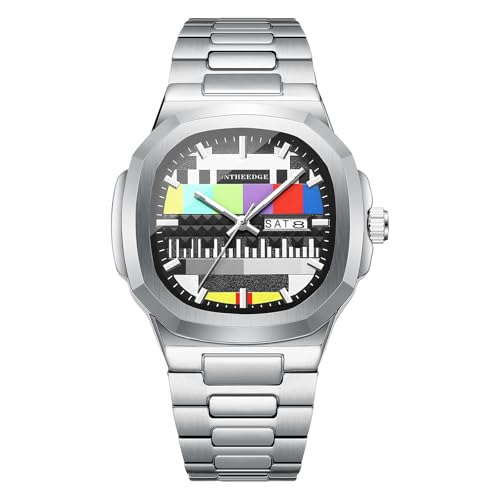 Raitown Herrenuhr Edelstahl - Minimalistisches Oktagonales Zifferblatt 40 mm mit Datum, Option Schwarz/Blau, Analoges Quarzwerk, Wasserdicht, Elegantes und Klassisches Design