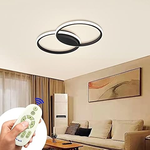 BFYLIN 54W LED Deckenleuchte Modern-förmige 2-Ring Dimmbar Deckenlampe Flur Schlafzimmer Wohnzimmer Lampe Energiespar Licht+FB Cover