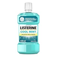 LISTERINE Cool Mint, Collutorio 0% alcol al gusto Menta a base di Oli Essenziali Antibatterici di Menta, Timo, Betulla, Collutorio Listerine senza alcool per un'igiene orale completa, 500 ml