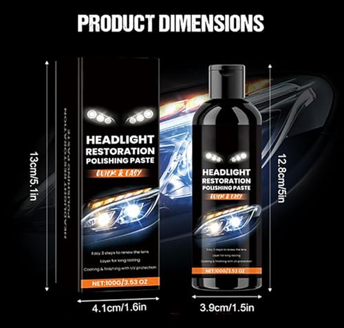 Pasta de pulido de extracción de manchas de los faros, kit profesional de pulido de limpieza de faros del vehículo, Cleaner de esmalte de faros anti-amarillo para la claridad de las luces (1, Clear) - imagen 7