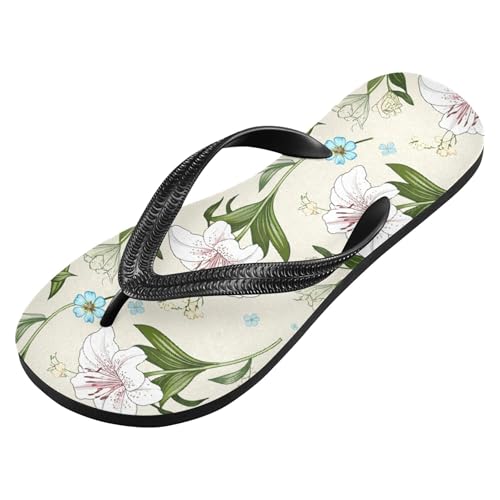 Burbuja Elegant Lilies Flip Flops for Women Men, Soft Thong Sandals Rubber Slippers for Pool Beach Essentials2