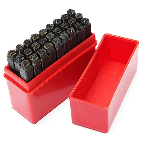 27PCS Letter Metal Stamp Set, Alphabet A-Z Iron Stamps Punch Press Tool for Imprinting on Metal/Jewelry/Wood/Plastic/Leather - 6mm