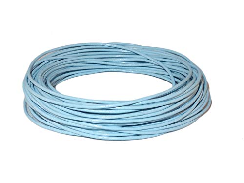 Cords Craft® | 1mm Thin Round Leather Necklace Cord for Jewelry Making | Perfect for Crafts DIY Projects Bracelets Accessories | Sky Blue, 10 Meters (10.93 Yards)