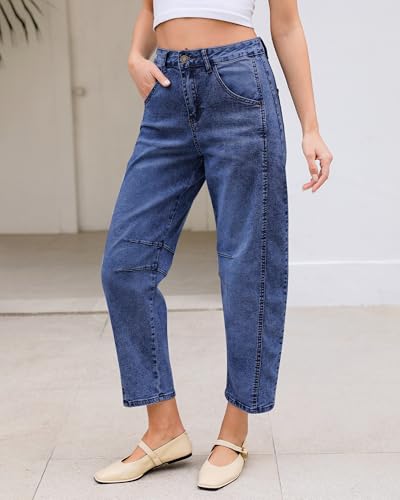 LookbookStore Barrel Jeans Women High Rise Womens Pants Trendy Light Wash Jeans Women Classic Blue Size X-Small Size 0 2 - image 4
