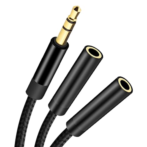 Adaptador divisor auxiliar de 3,5 mm, cable de extensión auxiliar de nailon trenzado macho a 2 hembra, divisor de auriculares para iPhone, iPod, iPad, Samsung, reproductores de MP3, PS4, Switch
