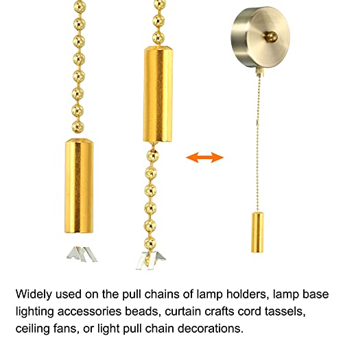 Image of MECCANIXITY Pull Cord Tassels Window Blind Extender Chain Drop Knobs Pull Ends Golden, for Curtain Blinds Shades Light Ceiling Fan Pull Switch, Pack of 4